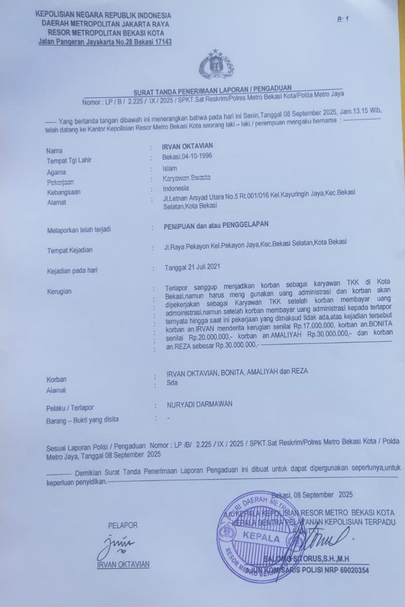 Surat Tanda Penerimaan Laporan - Pengaduan-