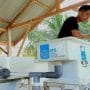 Instalasi penjernih air hasil inovasi pakar dari Departemen Teknik Lingkungan ITS saat dioperasikan di Pesantren Raudhatul Mukarramah Al Aziziyah, Pidie Jaya, Aceh