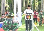 Gubernur Sumbar, Mahyeldi Ansharullah saat membuka kegiatan TNI Manunggal Membangun Desa ke-128 di Nagari Batu Gadang, Padang Pariaman