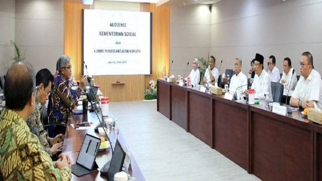 Audiensi Kemensos dan KPK di Gedung Merah Putih KPK, Jakarta, Jumat (8/5/2026).