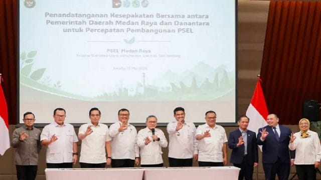 Gubernur Sumatera Utara, Bobby Nasution tandatangani MoU percepatan pembangunan PSEL bersama Danantara di Jakarta, Senin (11/5/2026).