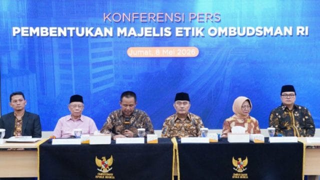 Konfrensi Pers Pembentukan Majelis Etik Ombudsman RI di Kantor Ombudsman RI, Jakarta Selatan, Jumat (8/5/2026).