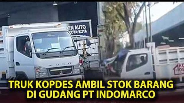 Penampakan Viral Keberadaan Truk Kopdes Merah Putih ambil stok barang di gudang PT Indomarco - Surabaya.