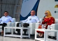 Direktur Utama PT PPSU, Ferry Indra saat konferensi pers persiapan PRSU ke-50 di Panggung Keong, Gedung PRSU, Jalan Gatot Subroto, Medan, Rabu (1/7/2026).