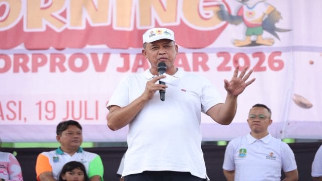 Wali Kota Bekasi, Tri Adhianto saat menyampaikan ajakannya di acara Funday Morning, Minggu (19/7/2026).