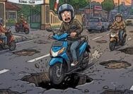 Ilustrasi jalan berpotensi membahayakan pengguna jalan