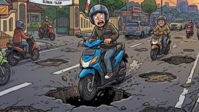 Ilustrasi jalan berpotensi membahayakan pengguna jalan