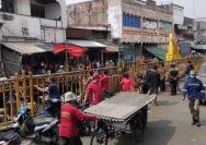 Situasi penertiban ratusan Pedagang Kaki Lima di Pasar Baru Bekasi