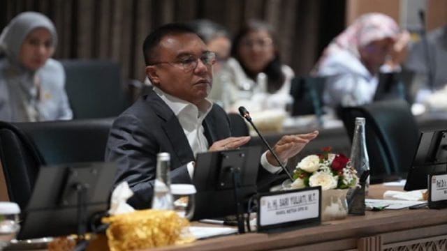 Wakil Ketua DPR RI, Sufmi Dasco Ahmad saat memimpin Rapat Koordinasi dengan kementerian membahas finalisasi Perpres Ojol, Senin (10/8/2026).