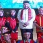 Wali Kota Padang, Fadly Amran bersama tim tari budaya di Festival Pawai Telong-Telong HJK Padang ke-357