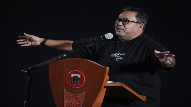 Wakil Gubernur DKI Jakarta, Rano Karno saat menghadiri konferensi pers Jakarta Film Week (JFW) 2026 di CGV Grand Indonesia